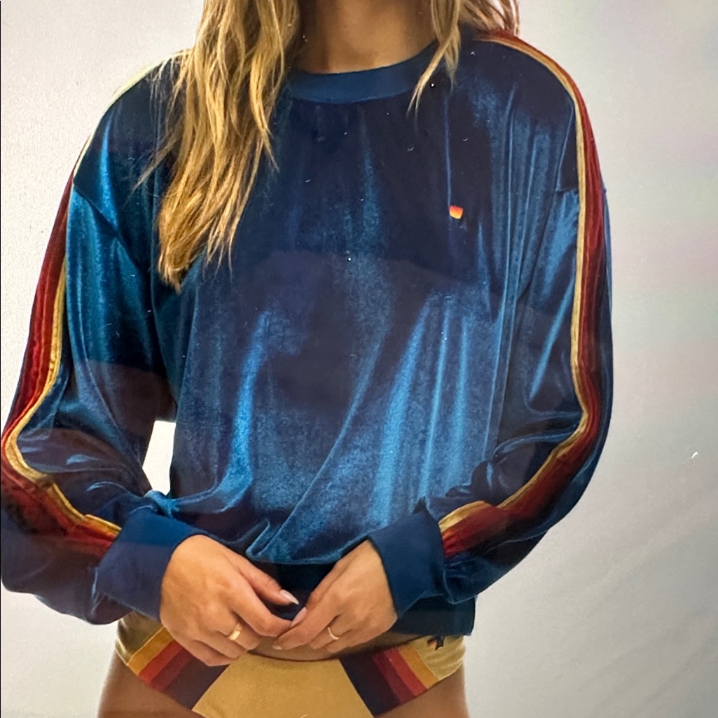 Aviator Nation Blue Velvet Relaxed Sweatshirt Vintage Blue — image 8 of 8